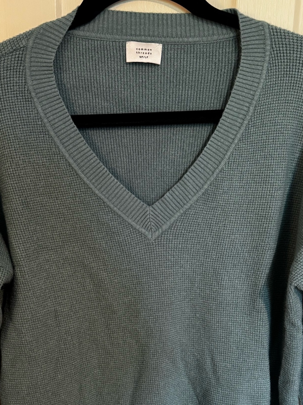 Common Threads V-Neck Knit Sweater - Slate Green